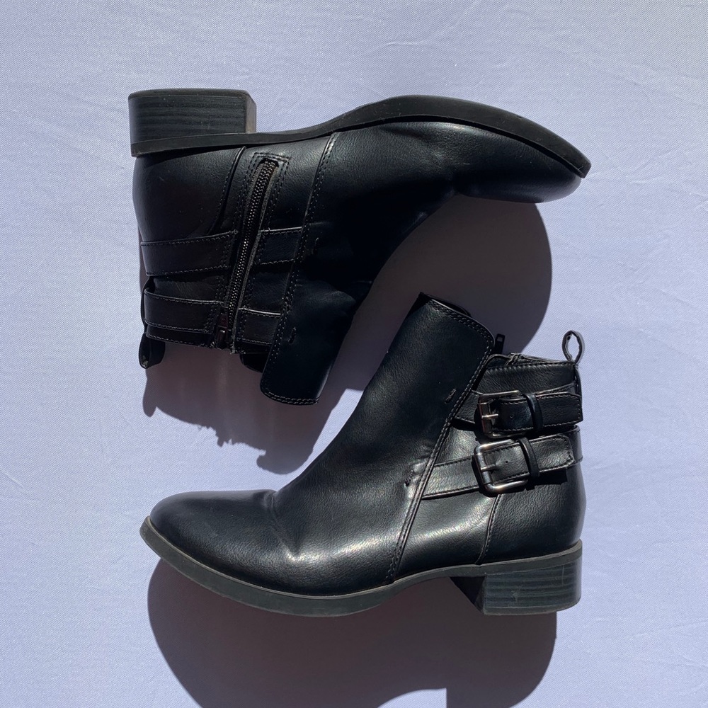 black leather booties